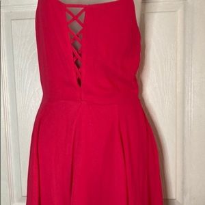 Express Solid Lattice From Romper Hot Pink